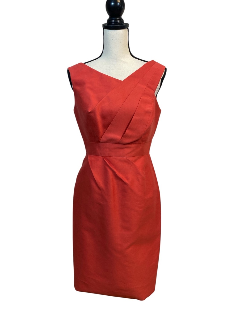 Charles Chang-Lima Unique Paprika Coral Designer Sheath Dress 6